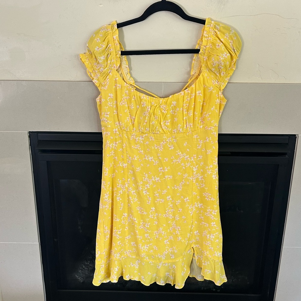 Sophie Rue NWT Mini Dress Womens S Yellow Floral Milkmaid Cottagecore Fairycore